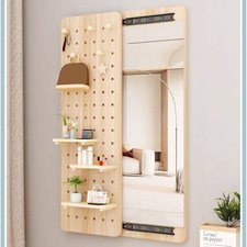Wooden Mirror with Pegboard