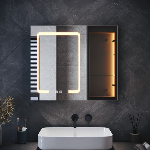 Black bathroom mirror cabinet - mirror,