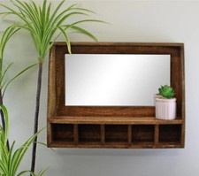 Wooden Wall Mirror With Shelf