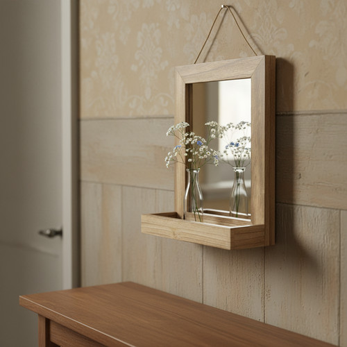Room mirror wooden frame - wooden,